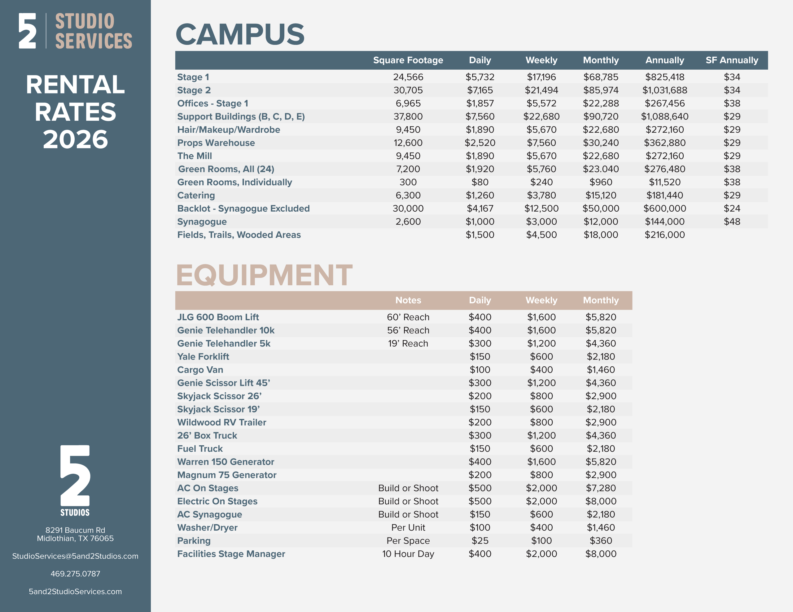 5and2Studios_RentalRateSheet_2026